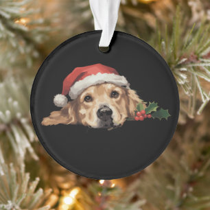 Golden Retriever Weihnachten Santa Hut Hund Xmas Ornament