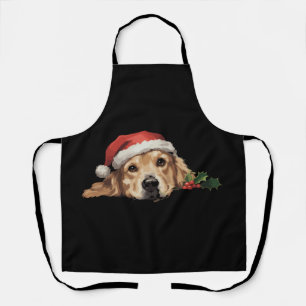 Golden Retriever Weihnachten Santa Hut Hund Xmas Schürze