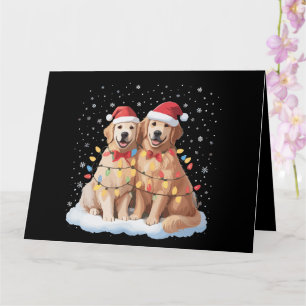 Golden Retriever Weihnachten Santa Hut Renntier  Karte