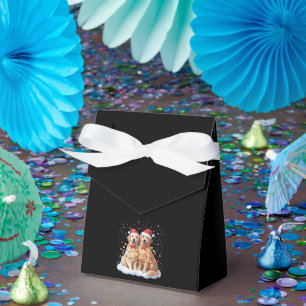 Golden Retriever Weihnachten Santa Hut Rentier  Geschenkschachtel