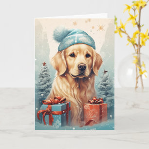 Golden Retriever Weihnachten – Santa Hut und Sn Karte