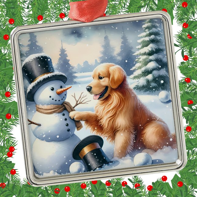 Golden Retriever Weihnachten Snowman Holiday Ornament Aus Metall (Von Creator hochgeladen)
