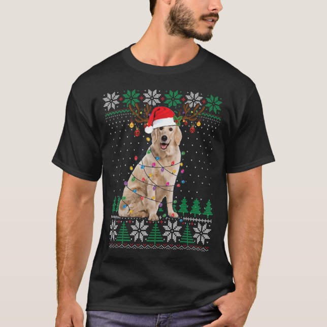 Golden Retriever Weihnachten Ugly Sweater Hund Xma T-Shirt (Vorderseite)