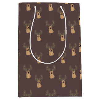 Golden Retriever Weihnachts-Geweih-Geschenktasche Mittlere Geschenktüte