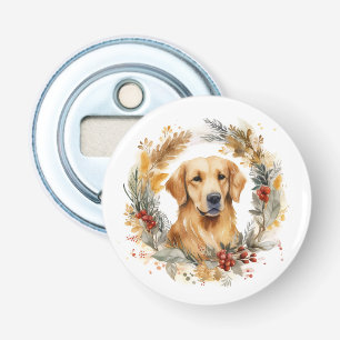 Golden Retriever Weihnachts-Kranz Festlicher Hund Flaschenöffner