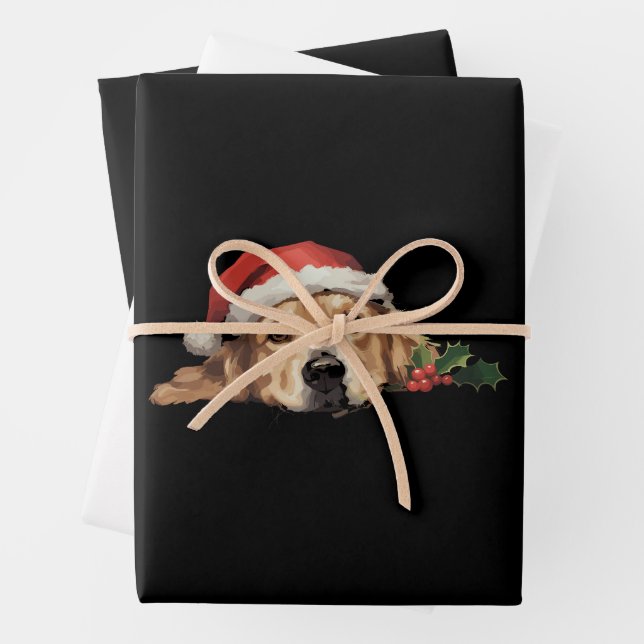 Golden Retriever Weihnachts-Weihnachtsmannmütze Do Geschenkpapier Set (Beispiel)