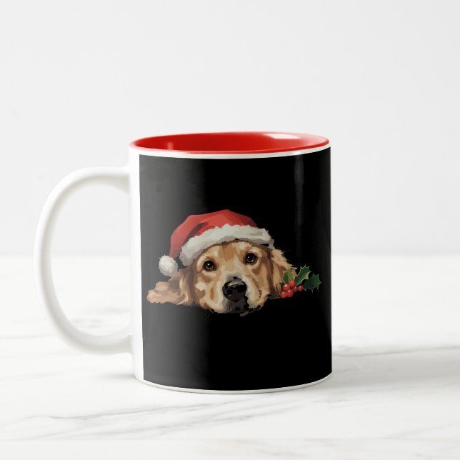 Golden Retriever Weihnachts-Weihnachtsmannmütze Do Zweifarbige Tasse (Links)