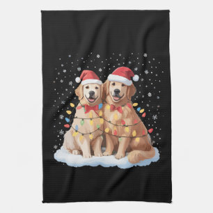 Golden Retriever Weihnachts-Weihnachtsmannmütze Re Geschirrtuch