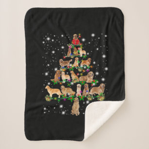 Golden Retriever Weihnachtsbaum abgedeckt durch Fl Sherpadecke