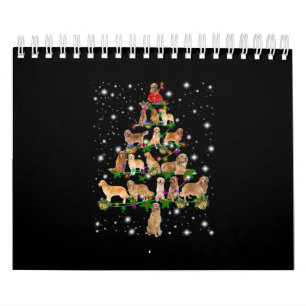Golden Retriever Weihnachtsbaum bedeckt durch Flas Kalender