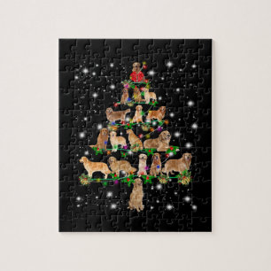 Golden Retriever Weihnachtsbaum bedeckt durch Flas Puzzle