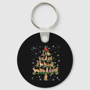 Golden Retriever Weihnachtsbaum bedeckt durch Flas Schlüsselanhänger