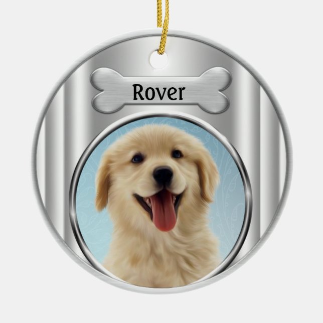 Golden Retriever Weihnachtsbaum Keramik Ornament (Vorne)