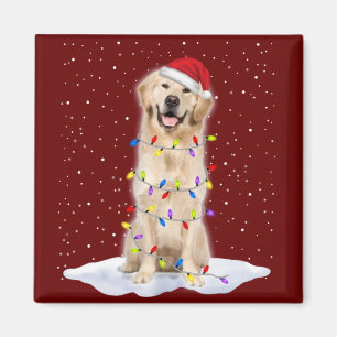 Golden Retriever Weihnachtsbaum Lichter Xmas Magnet