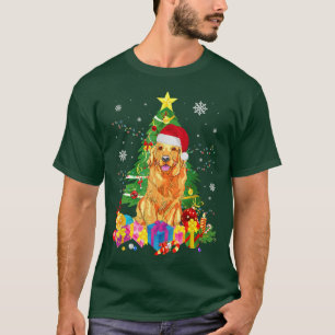 Golden Retriever Weihnachtsbaum Lichter XMas Niedl T-Shirt