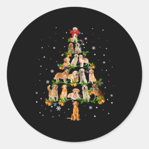 Golden Retriever Weihnachtsbaum Santa Funny Dog Lo Runder Aufkleber