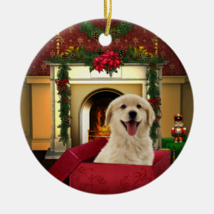 Golden retriever-Weihnachtsbaum-Verzierungen Keramik Ornament
