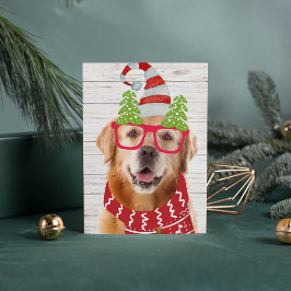 Golden Retriever Weihnachtsbrille Hat Scarf Funny Feiertagskarte