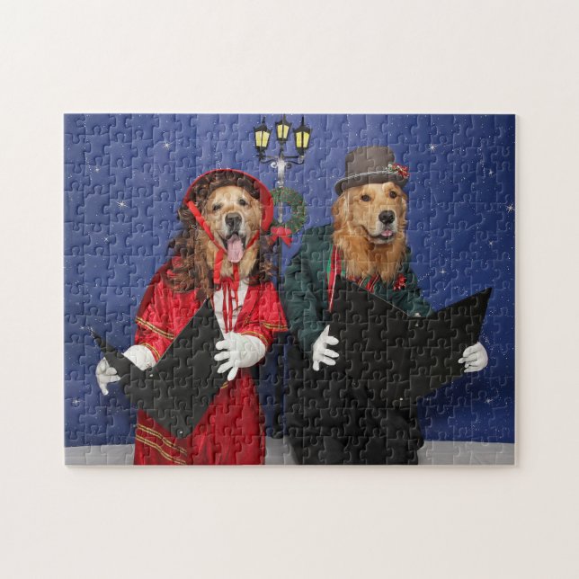 Golden retriever-WeihnachtsCarolers Puzzle (Horizontal)
