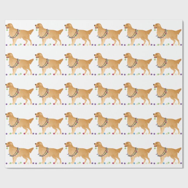 Golden Retriever Weihnachtsdesign Geschenkpapier (Flach)