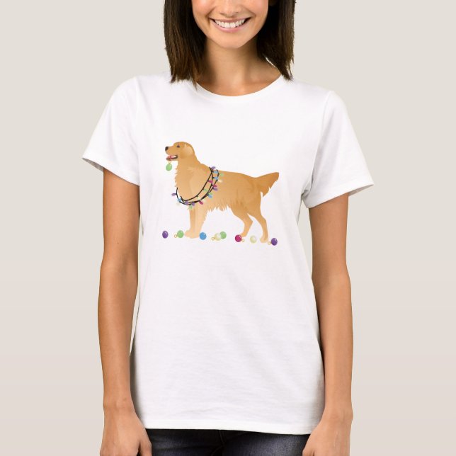 Golden Retriever Weihnachtsdesign T-Shirt (Vorderseite)