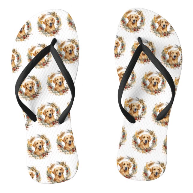 Golden Retriever Weihnachtsfeier Festliche Jungfra Flip Flops (Fußbett)