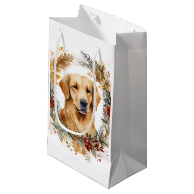 Golden Retriever Weihnachtsfeier Festliche Jungfra Kleine Geschenktüte (Vorderseite Schrägansicht)
