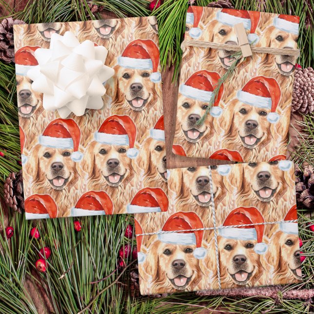 Golden Retriever Weihnachtsfeiertag Niedlich Santa Geschenkpapier (Von Creator hochgeladen)