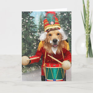 Golden Retriever Weihnachtsfeiertag Trommlerjunge Feiertagskarte