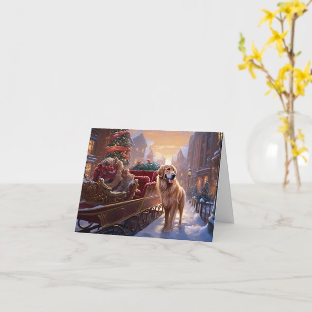 Golden Retriever Weihnachtsfeiertage Karte (Gelbe Blume)
