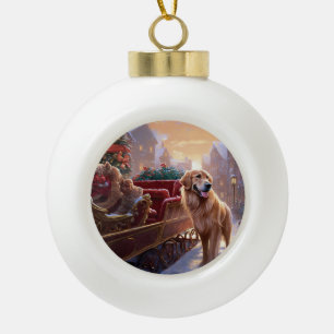 Golden Retriever Weihnachtsfeiertage Keramik Kugel-Ornament