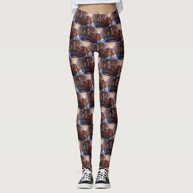 Golden Retriever Weihnachtsfeiertage Leggings (Vorderseite)