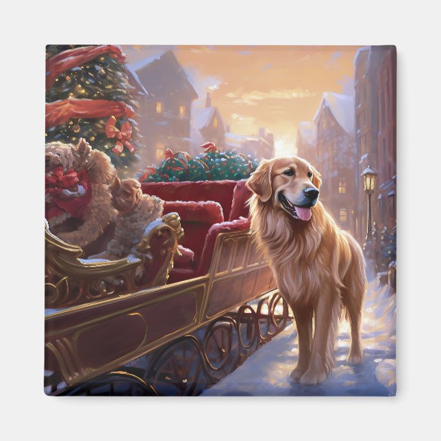 Golden Retriever Weihnachtsfeiertage Magnet (Vorne)