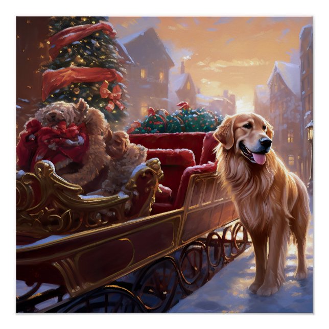 Golden Retriever Weihnachtsfeiertage Poster (Vorderseite)