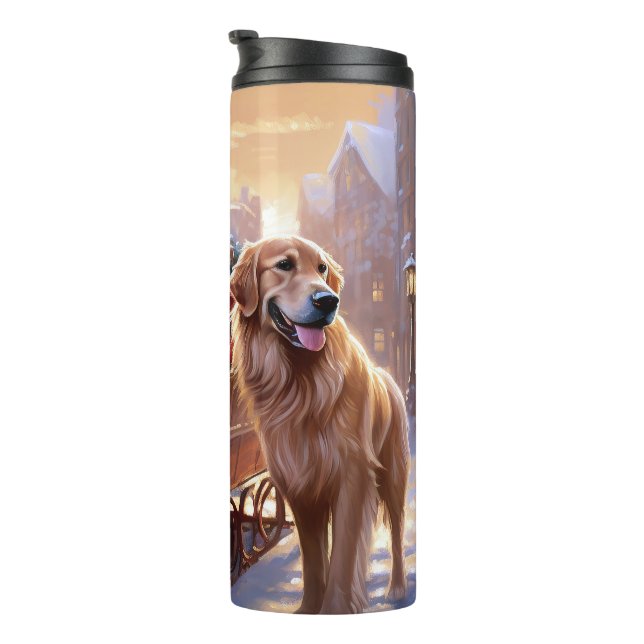 Golden Retriever Weihnachtsfeiertage Thermosbecher (Nach rechts gedreht)