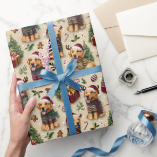 Golden Retriever Weihnachtsfeiertagsmuster Geschenkpapier