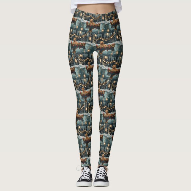 Golden Retriever Weihnachtsfest Reise Leggings (Vorderseite)