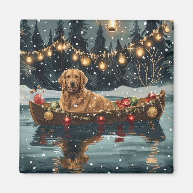 Golden Retriever Weihnachtsfest Reise Magnet (Vorne)
