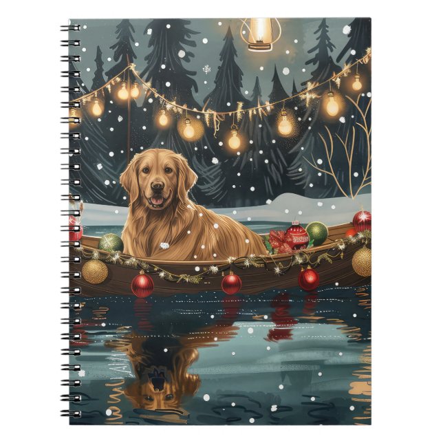 Golden Retriever Weihnachtsfest Reise Notizblock (Vorderseite)