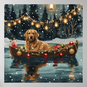 Golden Retriever Weihnachtsfest Reise Poster
