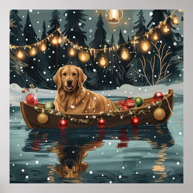 Golden Retriever Weihnachtsfest Reise Poster (Vorne)