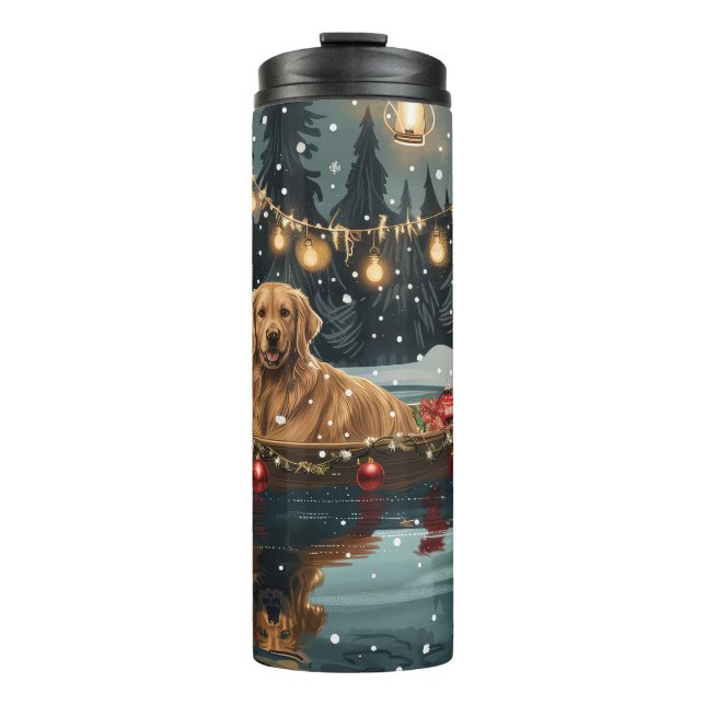 Golden Retriever Weihnachtsfest Reise Thermosbecher (Vorderseite)
