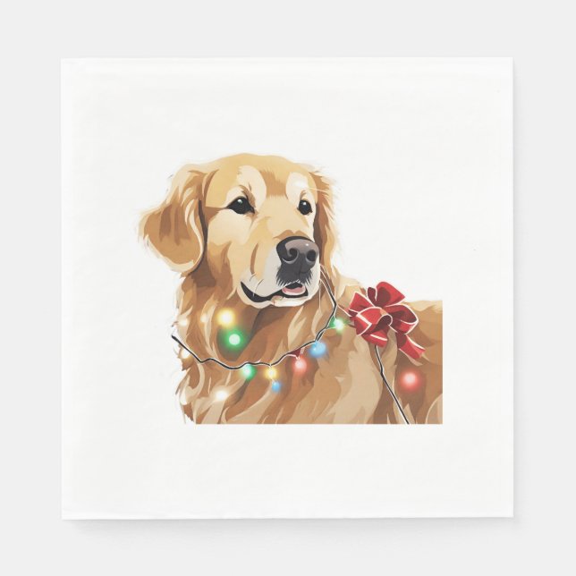 Golden Retriever Weihnachtsfest Serviette (Vorderseite)