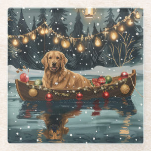 Golden Retriever Weihnachtsfestliche Reise Glasuntersetzer