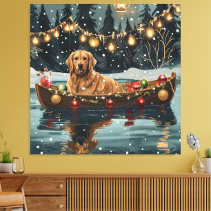 Golden Retriever Weihnachtsfestliche Reise Leinwanddruck
