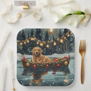 Golden Retriever Weihnachtsfestliche Reise Pappteller