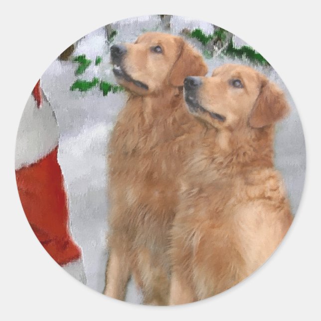 Golden Retriever Weihnachtsgeschenke Runder Aufkleber (Vorderseite)