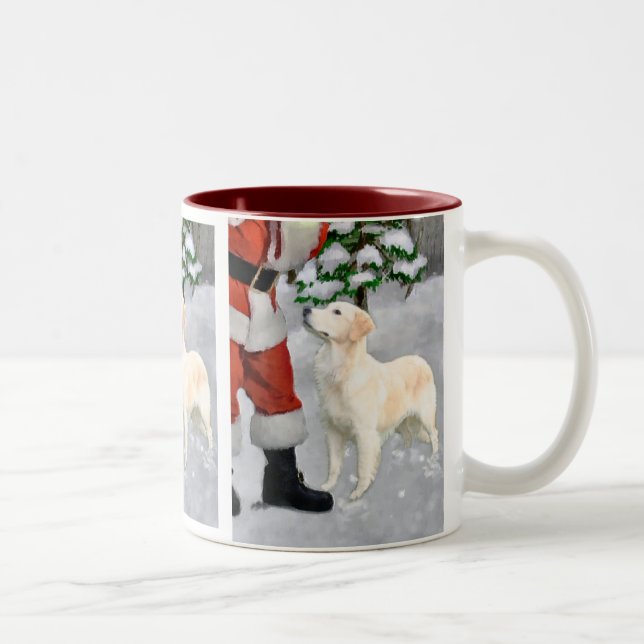 Golden Retriever Weihnachtsgeschenke Zweifarbige Tasse (Rechts)