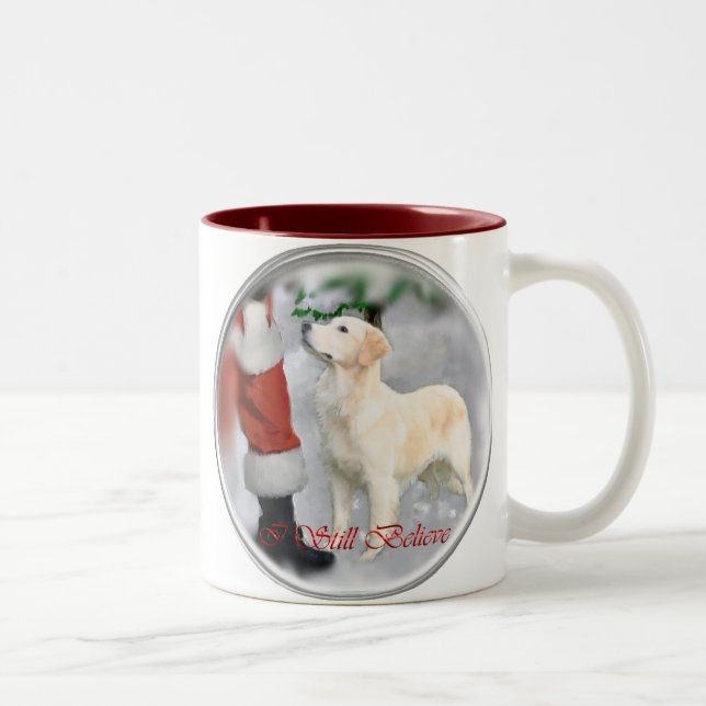 Golden Retriever Weihnachtsgeschenke Zweifarbige Tasse (Rechts)