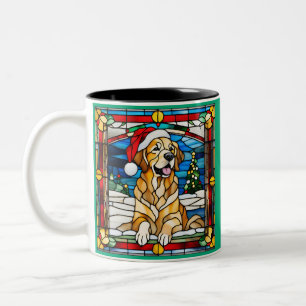 Golden Retriever Weihnachtsgestanztes Glas Zweifarbige Tasse